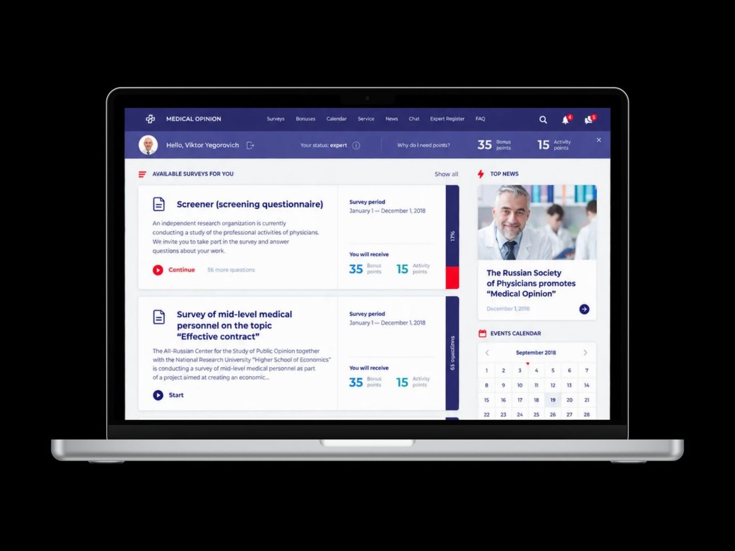 Online platform for a professional medical association